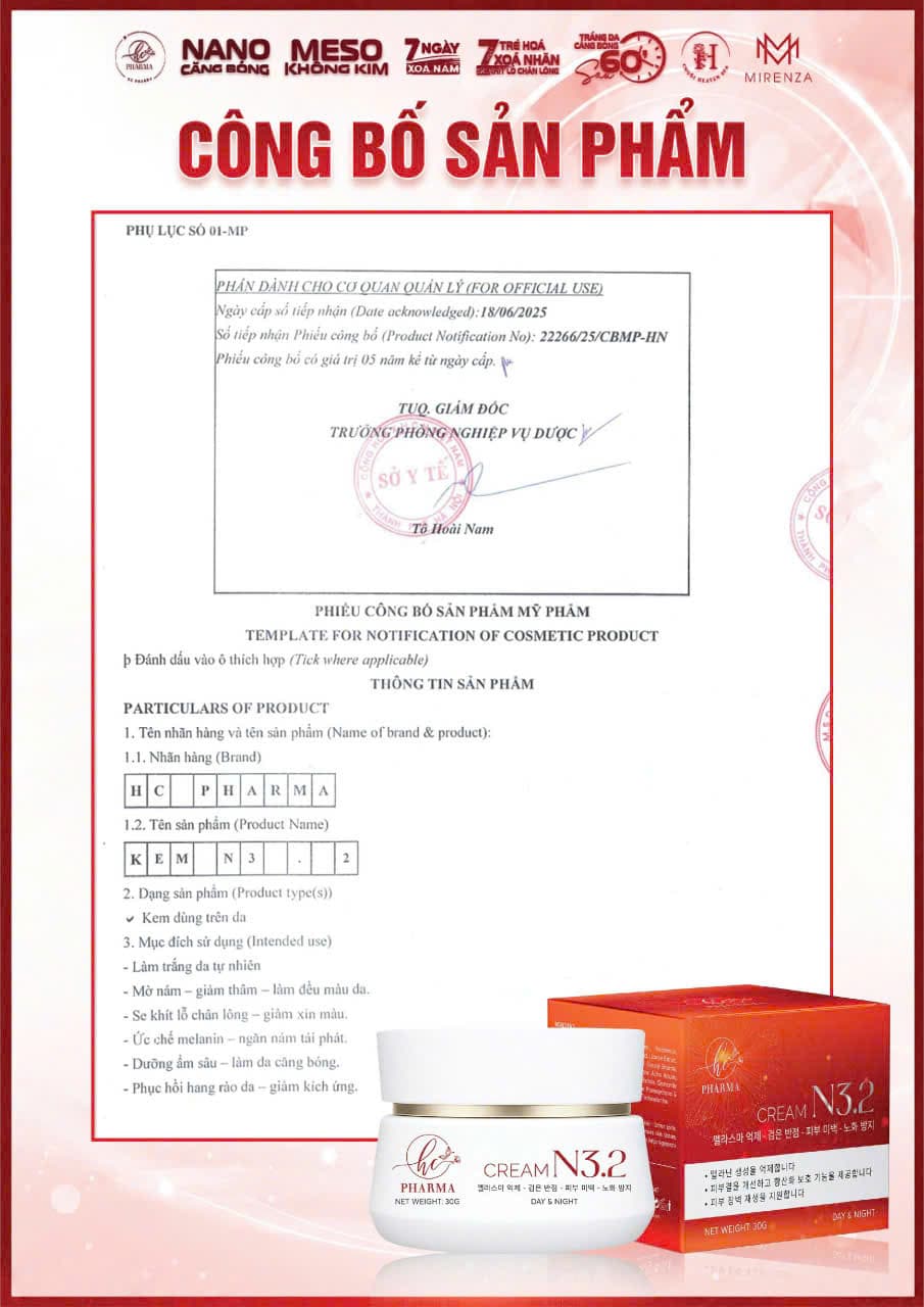 Phiếu công bố Kem N3.2