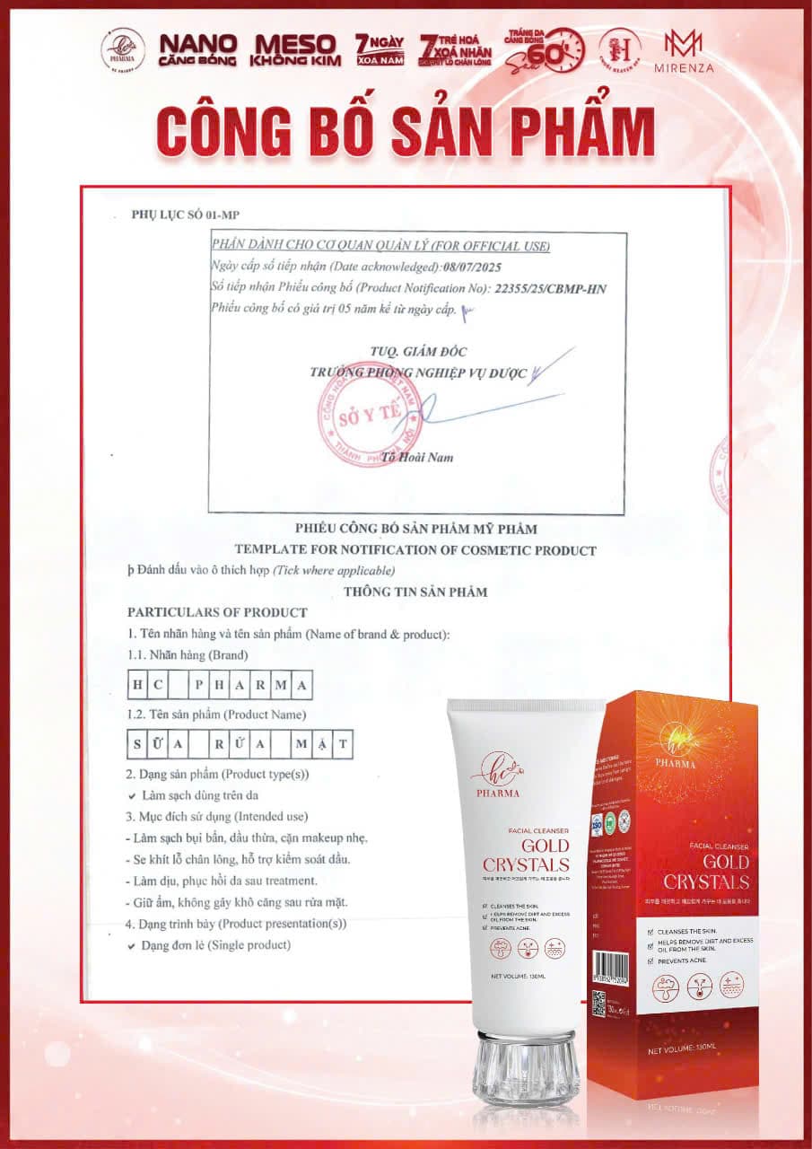 Phiếu công bố Sữa rửa mặt