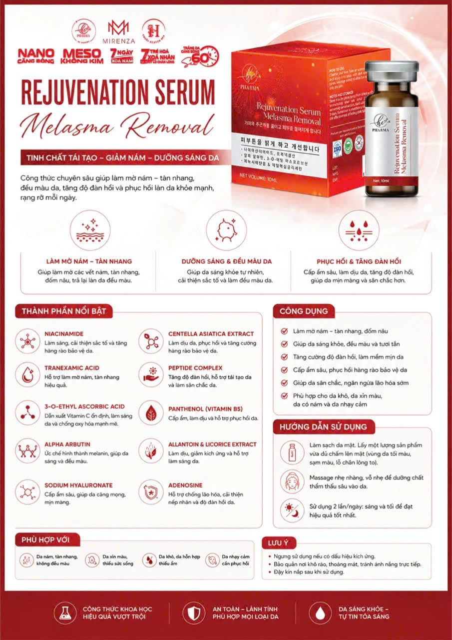 Tài liệu sản phẩm Serum Trẻ hoá – Mờ nám