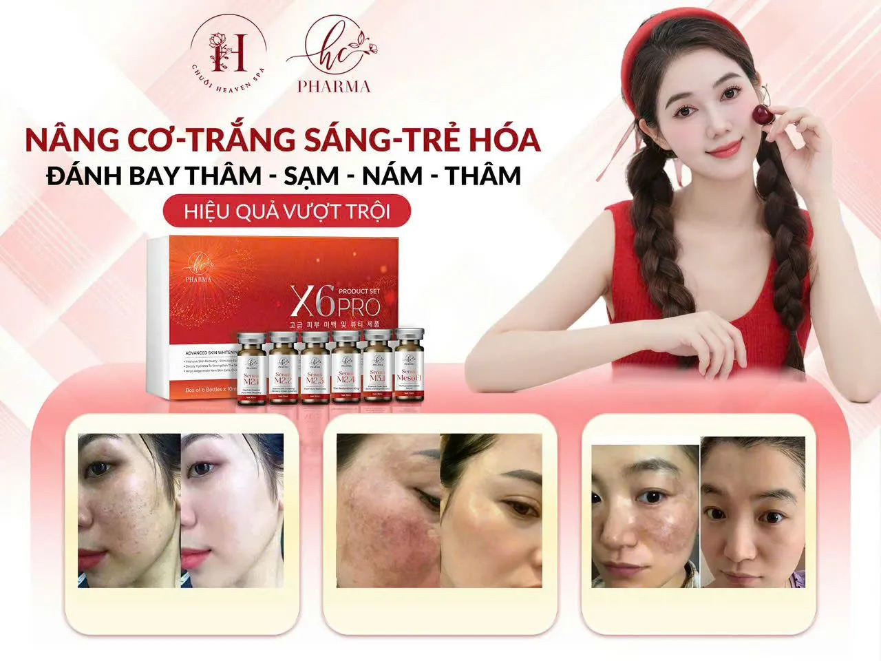 Bộ sản phẩm X6 Pro của HC Pharma hỗ trợ nâng cơ, làm sáng và trẻ hóa da