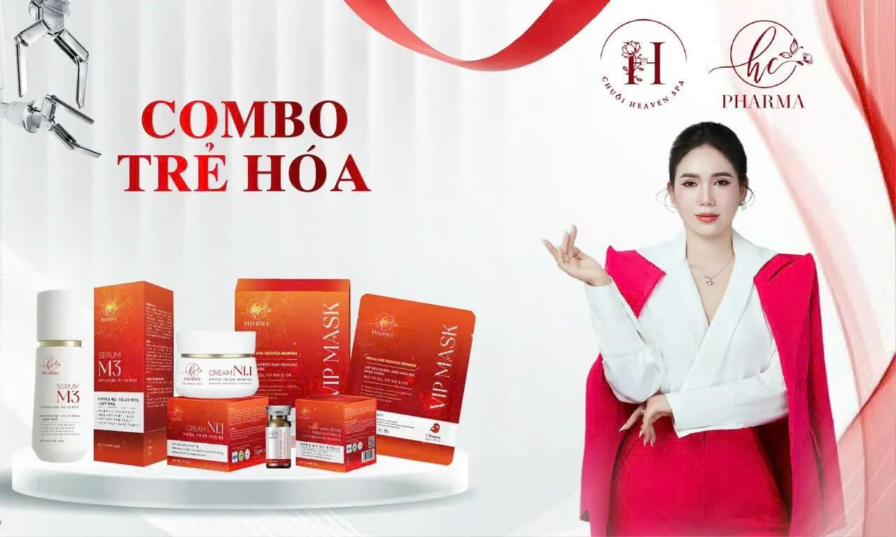 Combo trẻ hóa da của HC Pharma gồm serum, kem dưỡng và mặt nạ