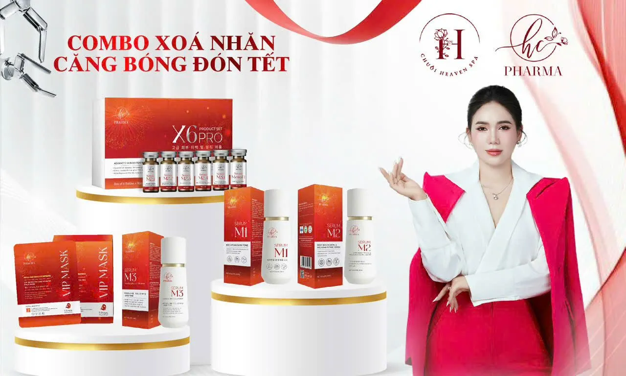 Combo sản phẩm chăm sóc da căng bóng, hỗ trợ giảm nhăn của HC Pharma