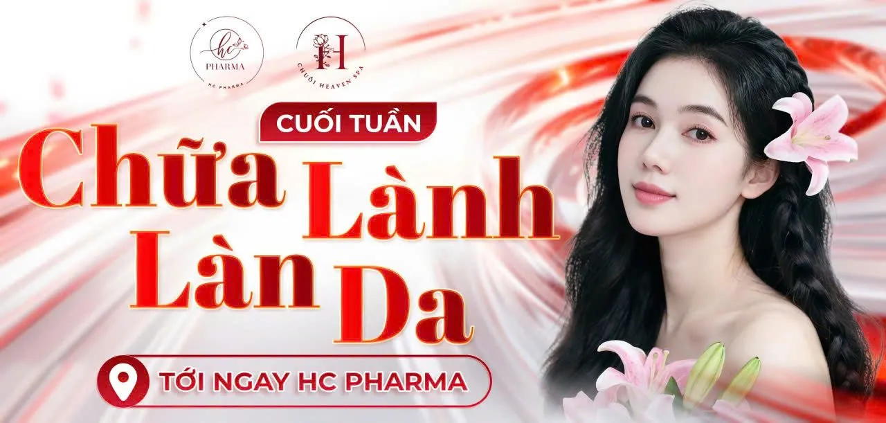 Poster chương trình chăm sóc da cuối tuần tại HC Pharma