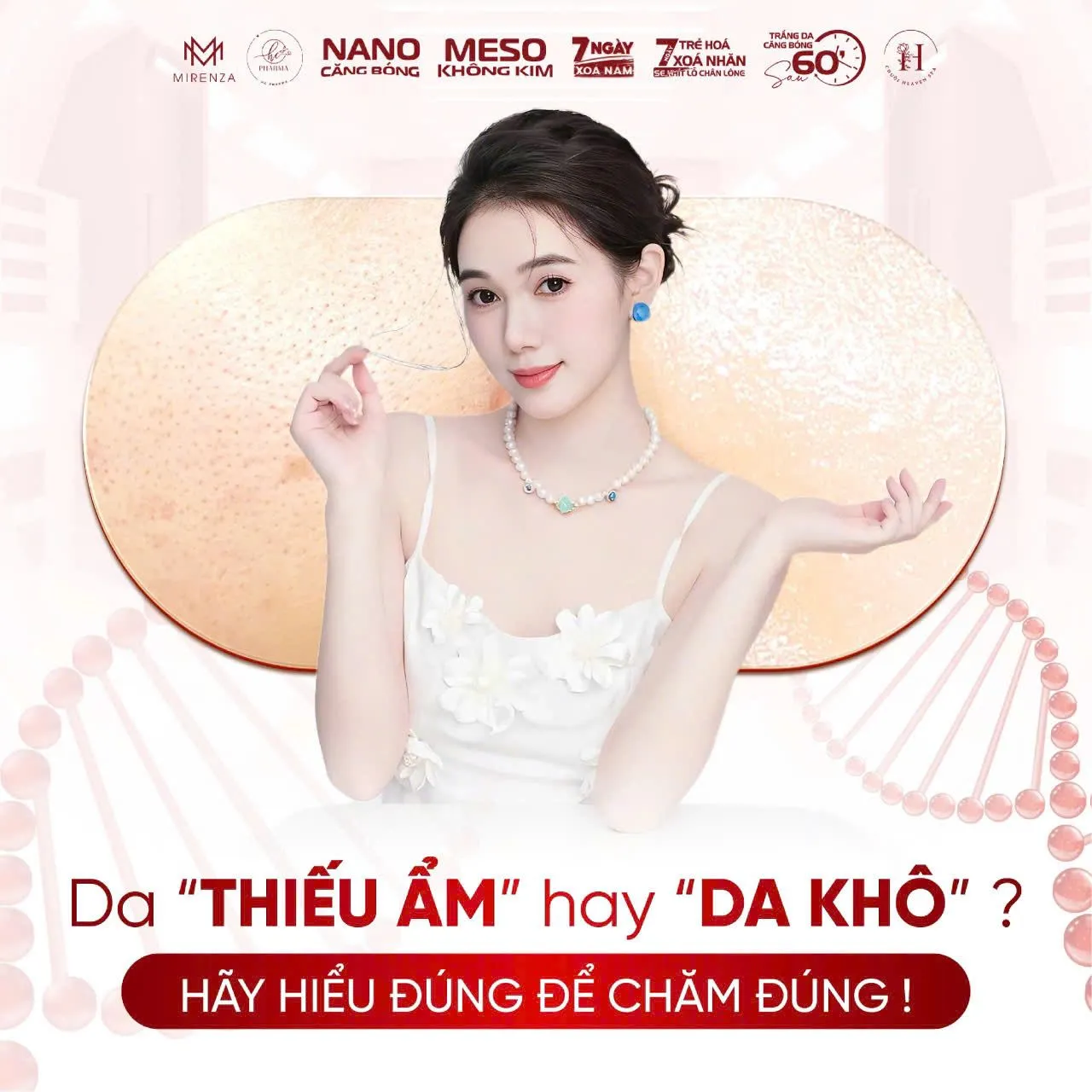 Poster phân biệt da thiếu ẩm và da khô của HC Pharma