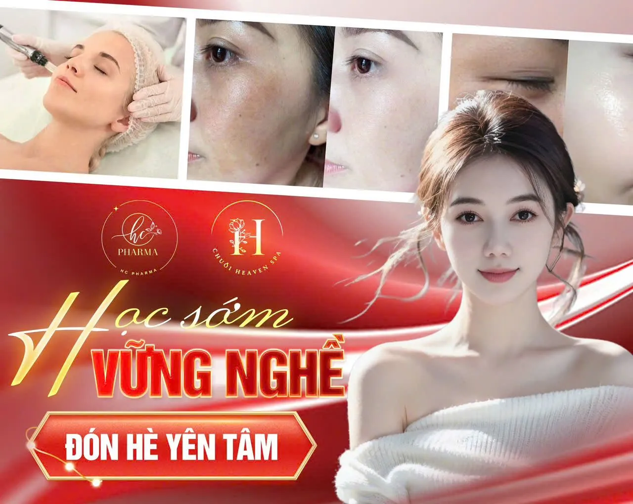 Poster chương trình đào tạo học sớm, vững nghề dành cho người làm spa
