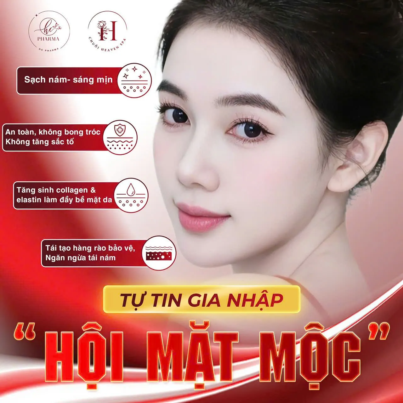 Poster giải pháp chăm sóc da khỏe, tự tin gia nhập hội mặt mộc