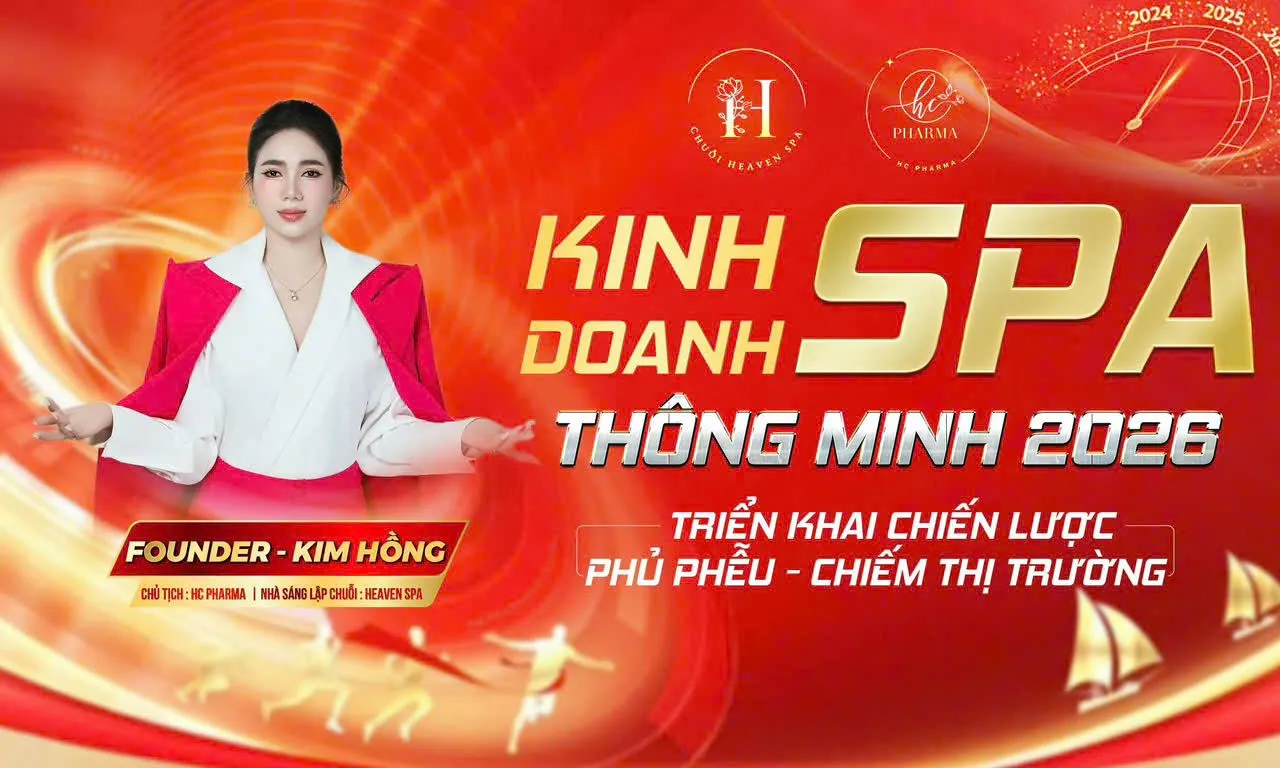 Poster chương trình kinh doanh spa thông minh 2026 của HC Pharma