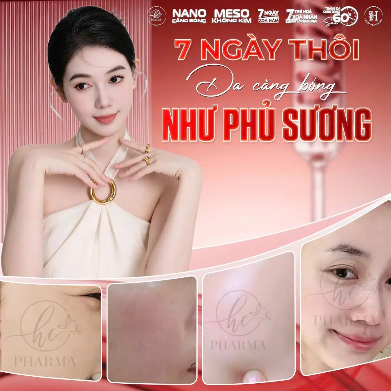 Poster chăm sóc da căng bóng, mịn màng của HC Pharma