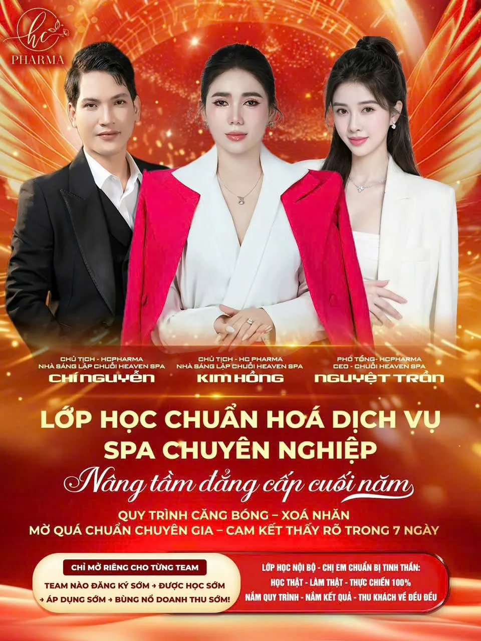 Poster lớp học chuẩn hóa dịch vụ spa chuyên nghiệp do HC Pharma tổ chức