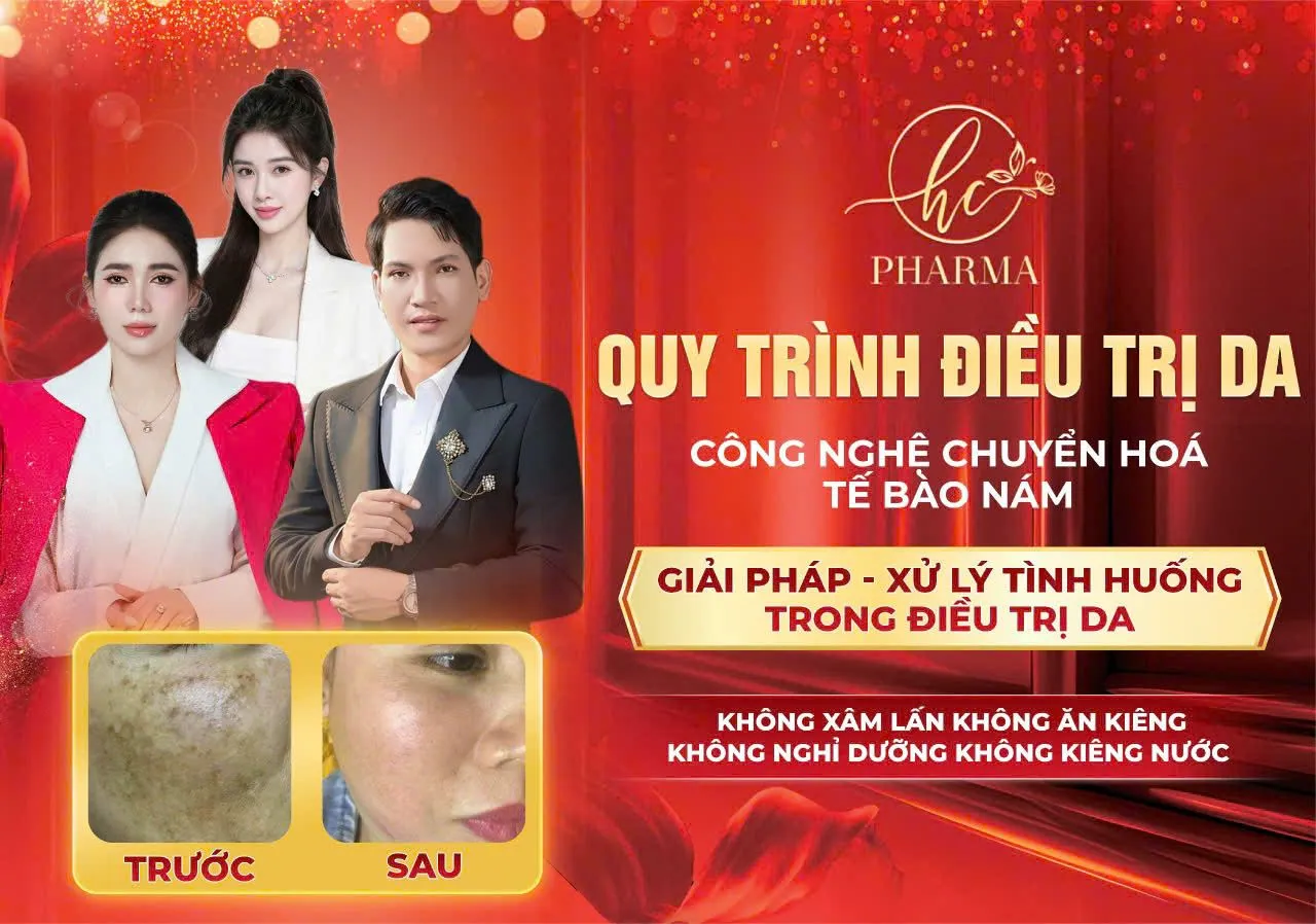 Poster quy trình điều trị da chuẩn hóa với đội ngũ chuyên gia HC Pharma
